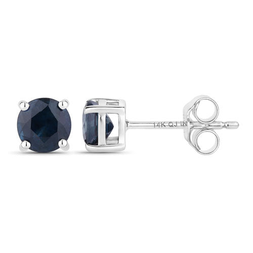 1.30 Carat Genuine Blue Sapphire 14K White Gold Earrings Bids.com