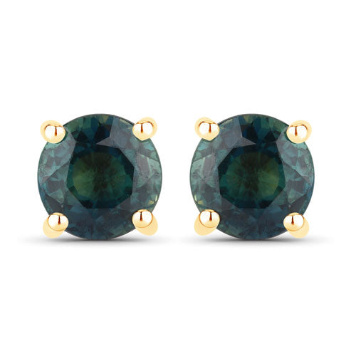 1.30 Carat Genuine Blue Sapphire 14K Yellow Gold Earrings Bids.com