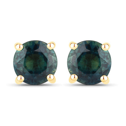 1.30 Carat Genuine Blue Sapphire 14K Yellow Gold Earrings Bids.com