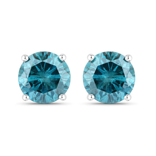 0.81 Carat Genuine Blue Diamond 14K White Gold Earrings Bids.com