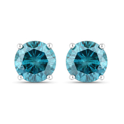 0.81 Carat Genuine Blue Diamond 14K White Gold Earrings Bids.com