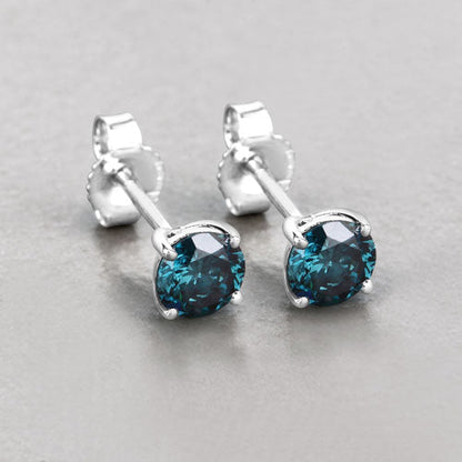 0.81 Carat Genuine Blue Diamond 14K White Gold Earrings Bids.com
