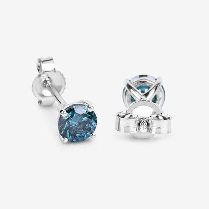 0.81 Carat Genuine Blue Diamond 14K White Gold Earrings Bids.com