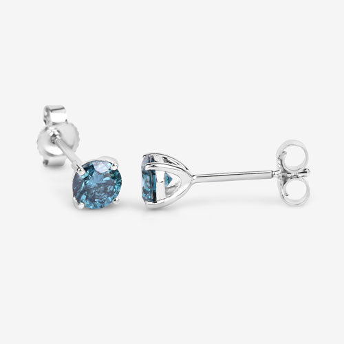 0.81 Carat Genuine Blue Diamond 14K White Gold Earrings Bids.com