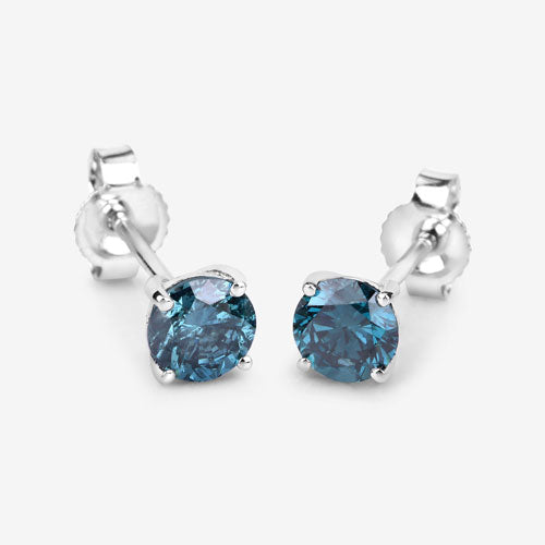 0.81 Carat Genuine Blue Diamond 14K White Gold Earrings Bids.com
