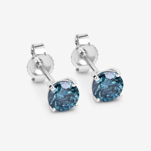 0.81 Carat Genuine Blue Diamond 14K White Gold Earrings Bids.com