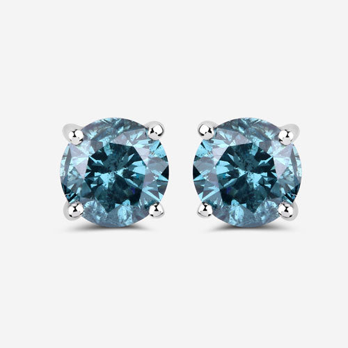 0.81 Carat Genuine Blue Diamond 14K White Gold Earrings Bids.com