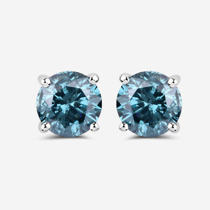 0.81 Carat Genuine Blue Diamond 14K White Gold Earrings Bids.com
