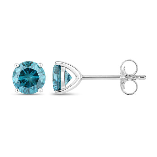 0.81 Carat Genuine Blue Diamond 14K White Gold Earrings Bids.com
