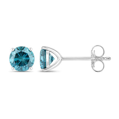 0.81 Carat Genuine Blue Diamond 14K White Gold Earrings Bids.com