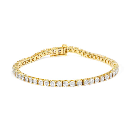.925 Sterling Silver 1.0 Cttw Miracle-Set Diamond Round Faceted Bezel Tennis Bracelet (I-J Color, I3 Clarity) - 7" Bids.com