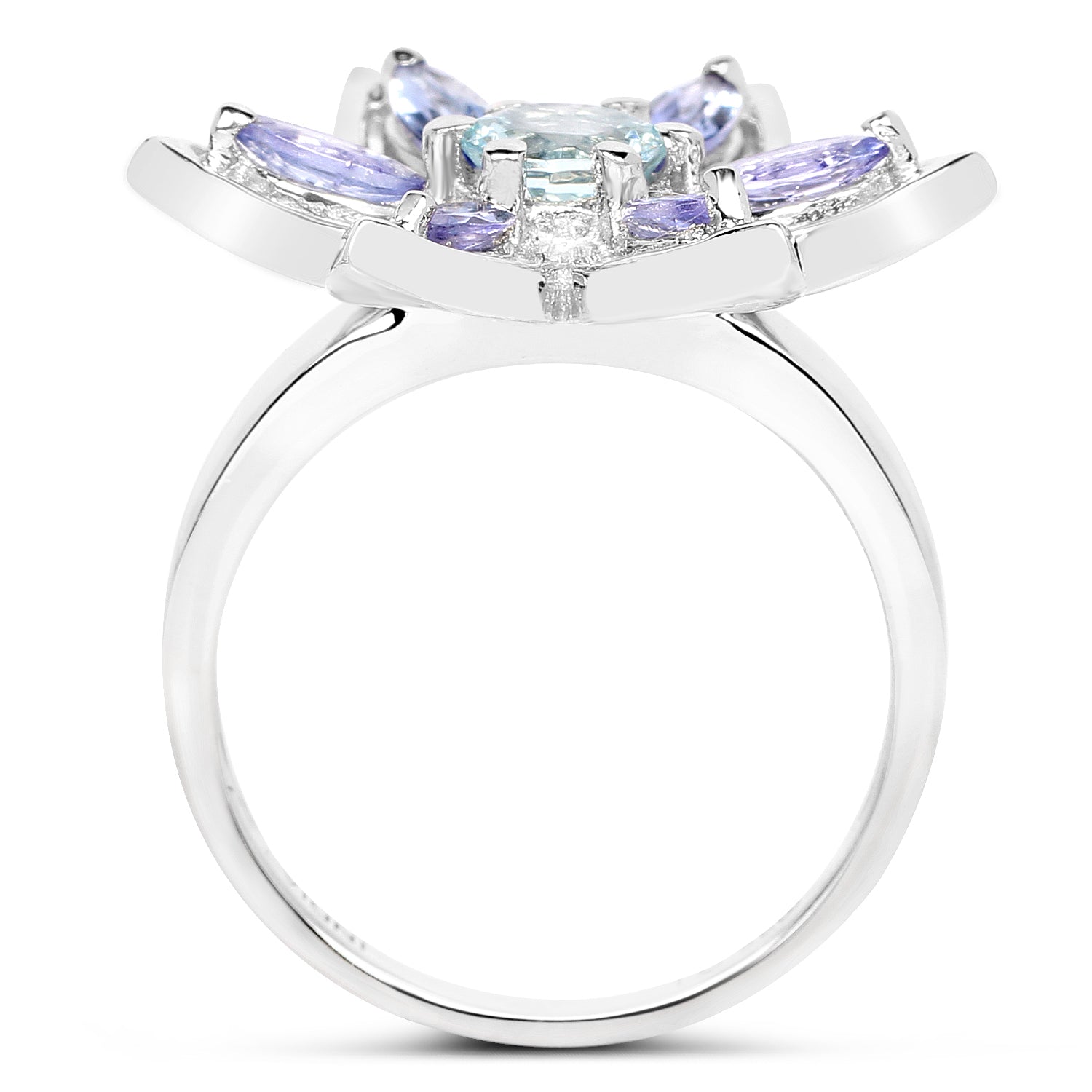 1.34 Carat Genuine Aquamarine and Tanzanite .925 Sterling Silver Ring Bids.com