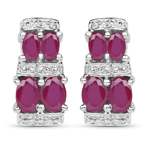 3.20 Carat Glass Filled Ruby .925 Sterling Silver Earrings Bids.com