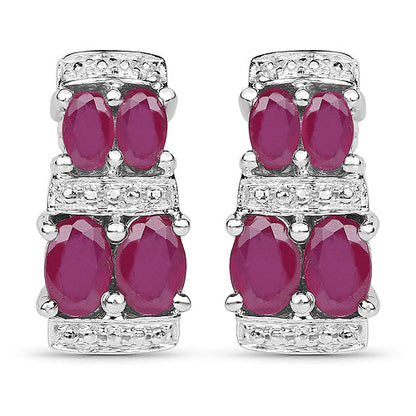 3.20 Carat Glass Filled Ruby .925 Sterling Silver Earrings Bids.com