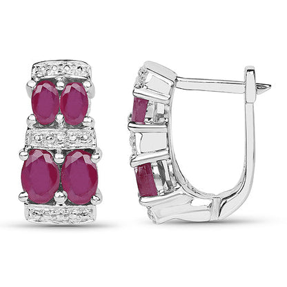 3.20 Carat Glass Filled Ruby .925 Sterling Silver Earrings Bids.com