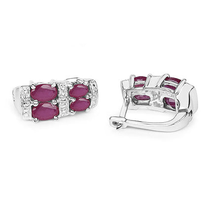 3.20 Carat Glass Filled Ruby .925 Sterling Silver Earrings Bids.com