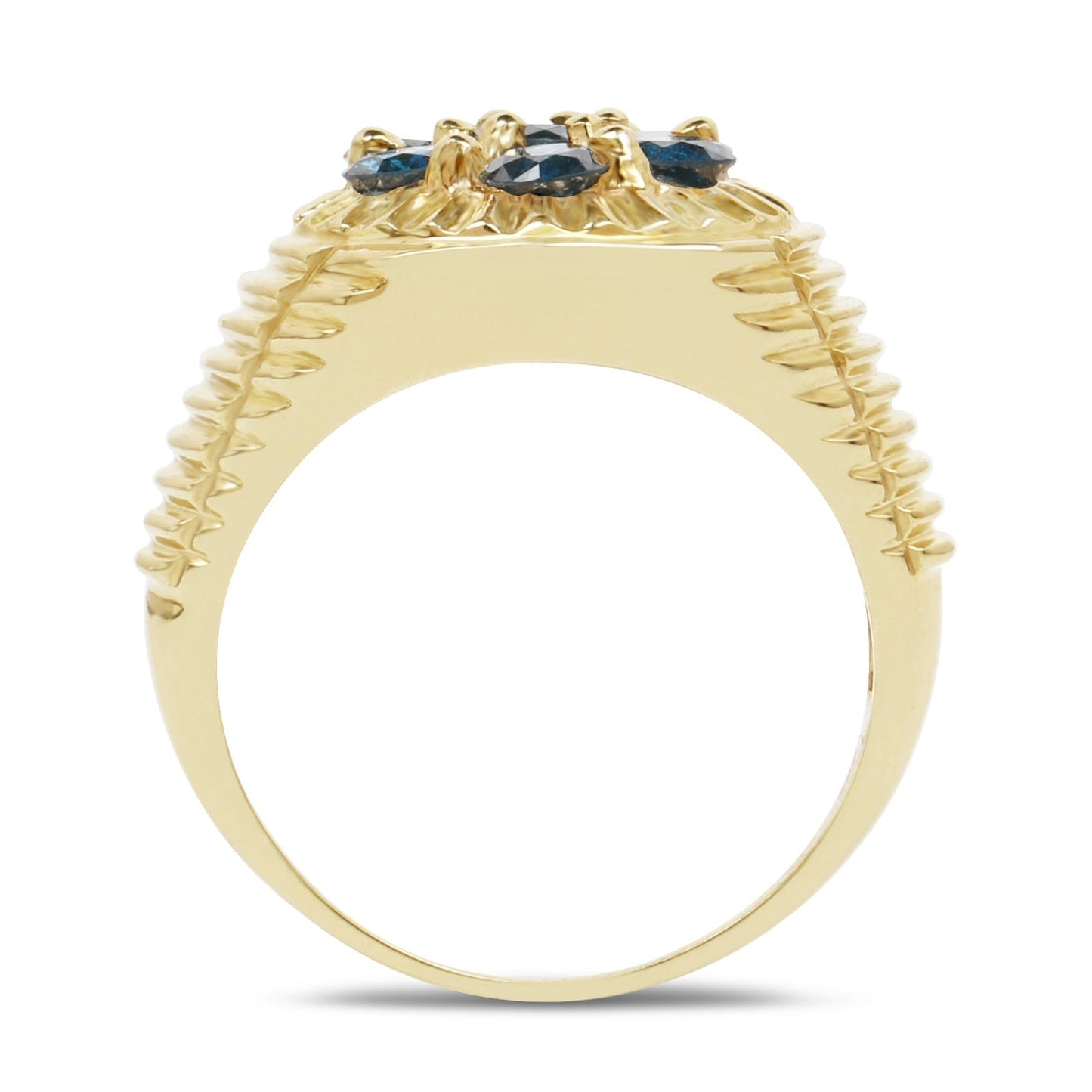 14K Yellow Gold Plated 1.40 Carat Genuine Blue Diamond .925 Sterling Silver Ring Bids.com