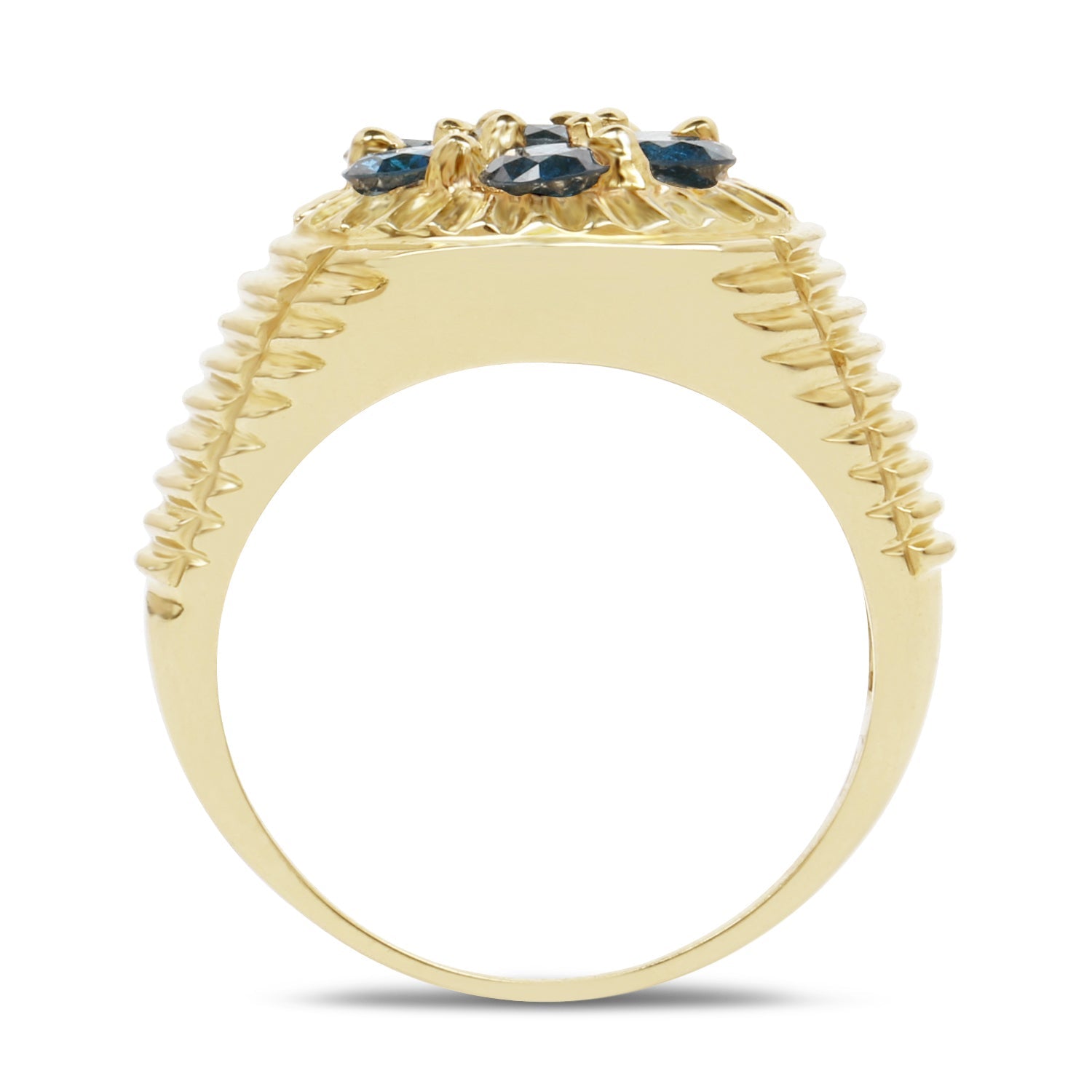 14K Yellow Gold Plated 1.40 Carat Genuine Blue Diamond .925 Sterling Silver Ring Bids.com