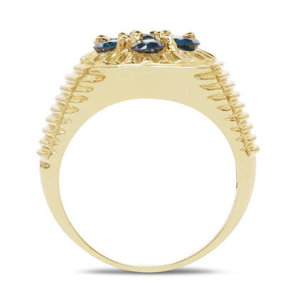 14K Yellow Gold Plated 1.40 Carat Genuine Blue Diamond .925 Sterling Silver Ring Bids.com