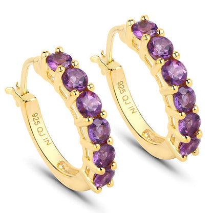 1.20 Carat Genuine Amethyst .925 Sterling Silver Earrings Bids.com