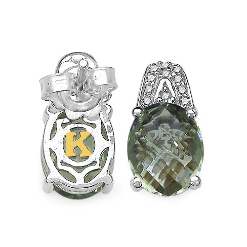 5.25 Carat Genuine Green Amethyst and 0.15 ct.t.w Genuine Diamond Accents Sterling Silver Earrings Bids.com