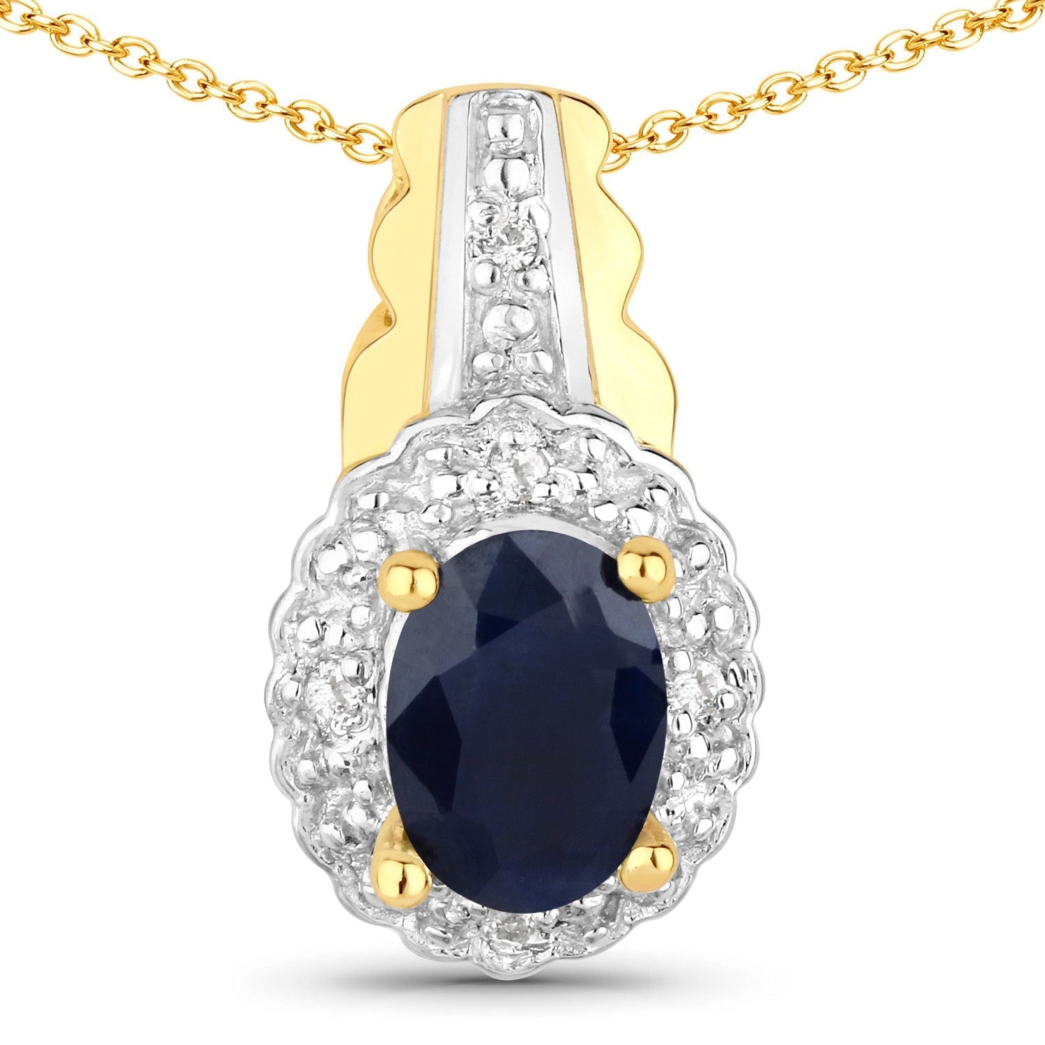 1.96 Carat Genuine Black Blue Sapphire and White Topaz .925 Sterling Silver Jewelry Set Bids.com