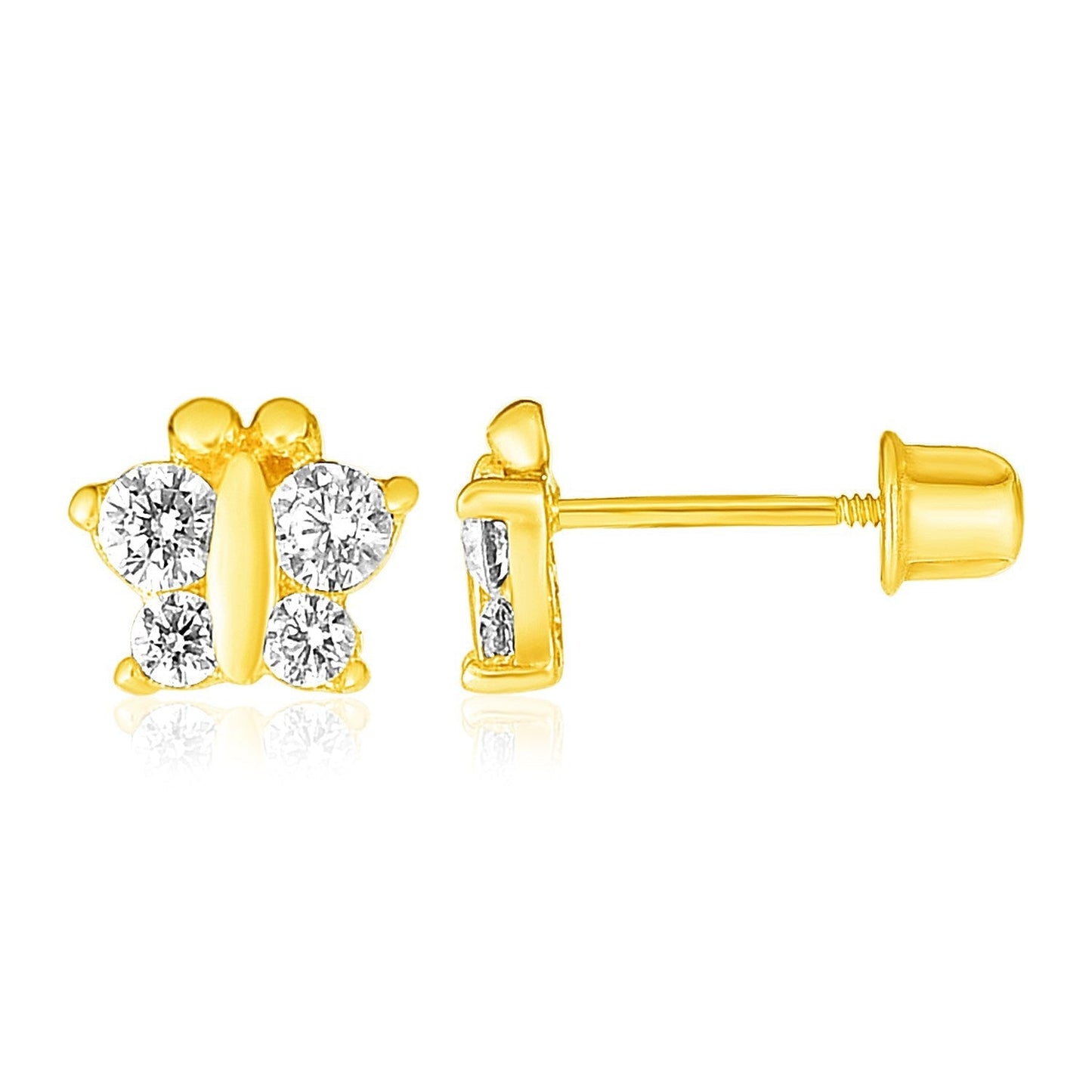 14k Yellow Gold Butterfly Childrens Earrings Bids.com