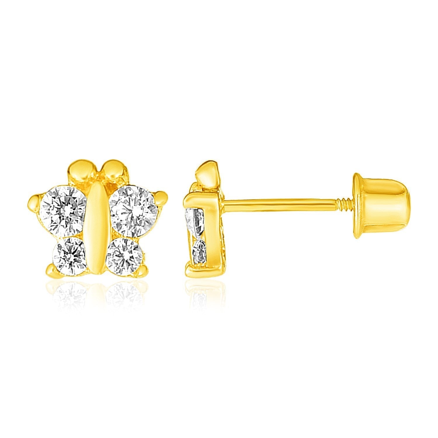 14k Yellow Gold Butterfly Childrens Earrings Bids.com