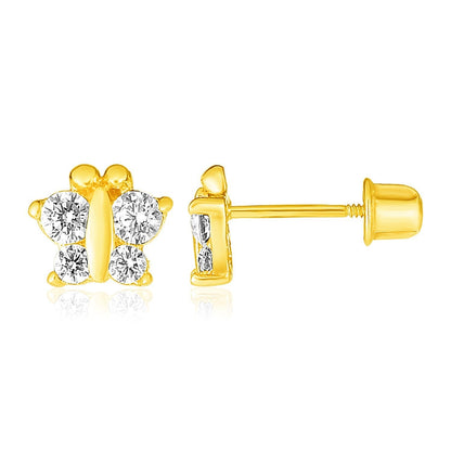 14k Yellow Gold Butterfly Childrens Earrings Bids.com