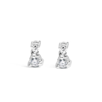 14K White Gold 1/4 Cttw Double Diamond Drop and Dangle Stud Earrings (H-I Color, SI1-SI2 Clarity) Bids.com