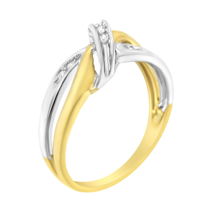 10K Yellow and White Gold 1/20 Cttw Round-Cut Diamond Bypass Ring (I2 Color, I-J Clarity) Bids.com
