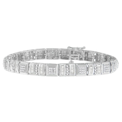 10K White Gold Round and Baguette Cut Diamond Bracelet (2.00 cttw, H-I Color, I2-I3 Clarity) Bids.com