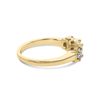 10K Yellow Gold 1/2 Cttw Miracle Set Round Diamond Three Stone Illusion Plate Ring (I-J Color, I2-I3 Clarity) - Size 7 Bids.com