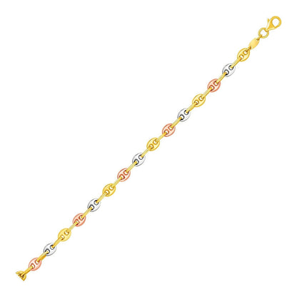14k Tri Color Gold Mariner Link Anklet Bids.com