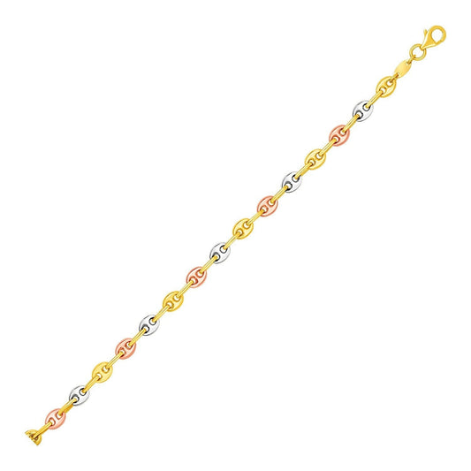 14k Tri Color Gold Mariner Link Anklet Bids.com