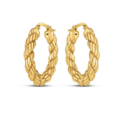 14k Yellow Gold Rope Hoop Earrings Bids.com