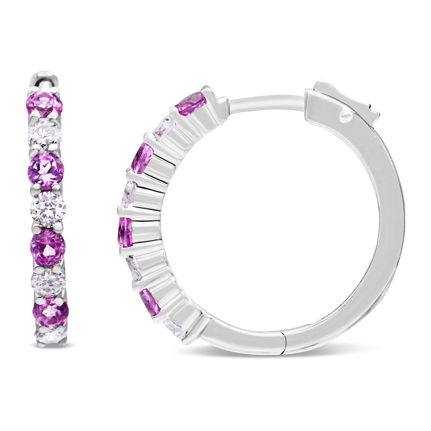 10K White Gold, Â½ Cttw Diamond, & Â½ Cttw Lab-Grown Blue Sapphire Leverback Hoop Earrings (H-I Color, I1-I2 Clarity) Bids.com