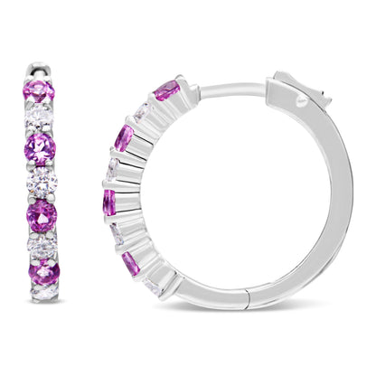 10K White Gold, Â½ Cttw Diamond, & Â½ Cttw Lab-Grown Blue Sapphire Leverback Hoop Earrings (H-I Color, I1-I2 Clarity) Bids.com