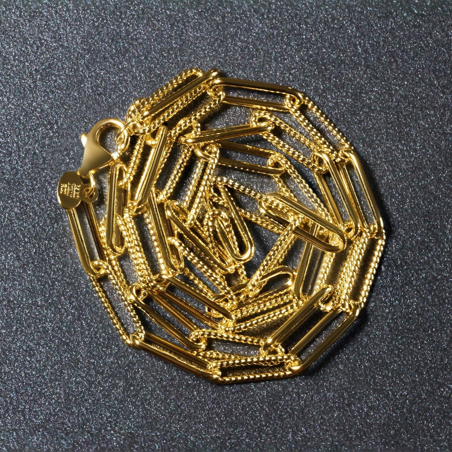 14k Yellow Gold Textured Paperclip Chain (3.5mm) Bids.com