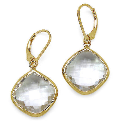 14K Yellow Gold Plated 23.86 Carat Genuine Crystal Quartz Sterling Silver Earrings Bids.com