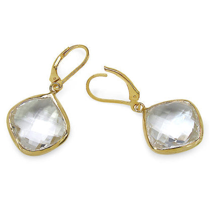 14K Yellow Gold Plated 23.86 Carat Genuine Crystal Quartz Sterling Silver Earrings Bids.com