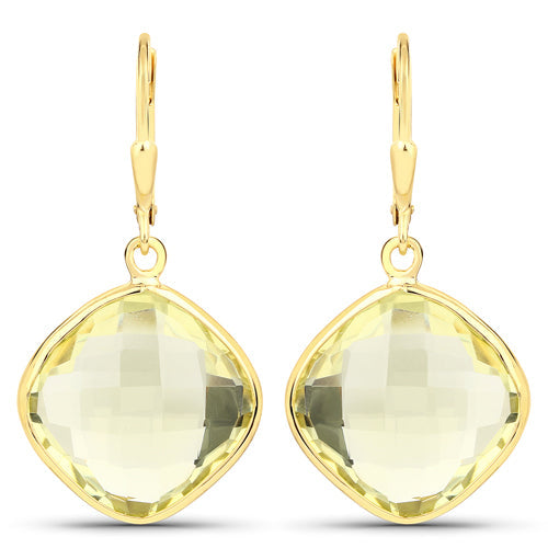 21.40 Carat Genuine Lemon Quartz .925 Sterling Silver Earrings Bids.com