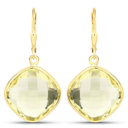 21.40 Carat Genuine Lemon Quartz .925 Sterling Silver Earrings Bids.com