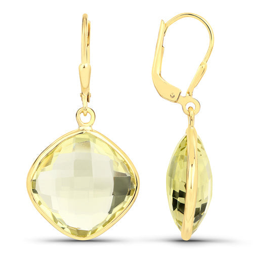 21.40 Carat Genuine Lemon Quartz .925 Sterling Silver Earrings Bids.com