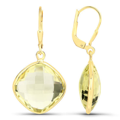 21.40 Carat Genuine Lemon Quartz .925 Sterling Silver Earrings Bids.com