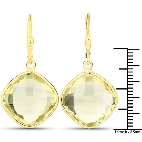21.40 Carat Genuine Lemon Quartz .925 Sterling Silver Earrings Bids.com