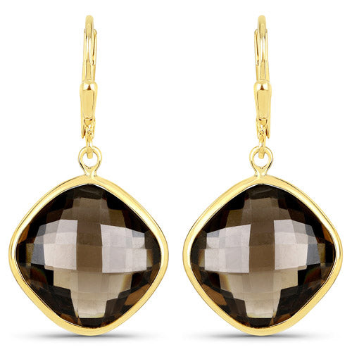 21.40 Carat Genuine Smoky Quartz .925 Sterling Silver Earrings Bids.com