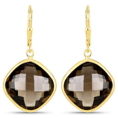 21.40 Carat Genuine Smoky Quartz .925 Sterling Silver Earrings Bids.com
