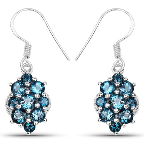 4.32 Carat Genuine London Blue Topaz .925 Sterling Silver Earrings Bids.com