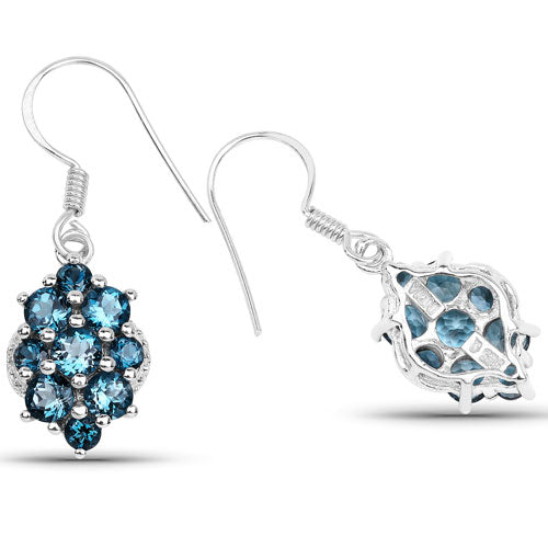 4.32 Carat Genuine London Blue Topaz .925 Sterling Silver Earrings Bids.com